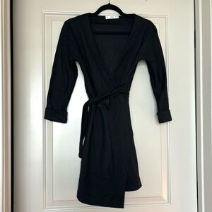 Mango Black Long Sleeve Wrap Dress